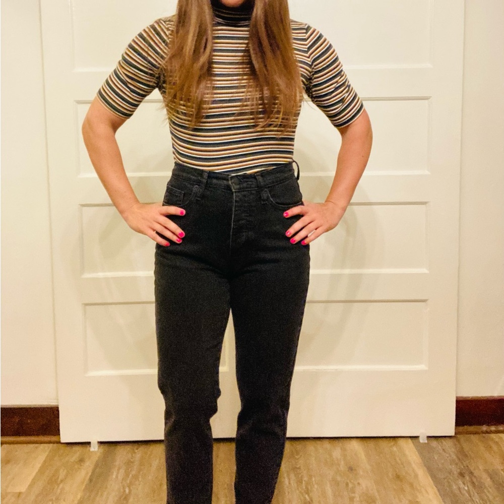 Forever 21 - Retro Turtle Neck Striped Quarter Sleeved Shirt Size Medium